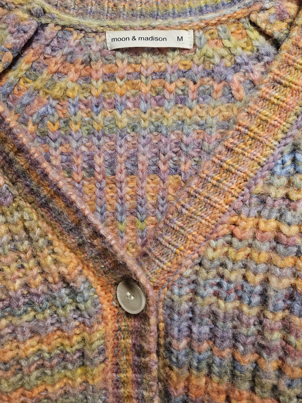 Moon & Madison Multicolor Chunky Knit Cardigan Sweater M - Picture 9 of 11